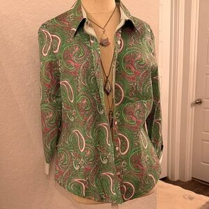 Talbots Green and Pink Paisley Men's Shirt